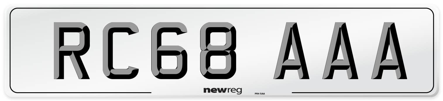 RC68 AAA Number Plate from New Reg